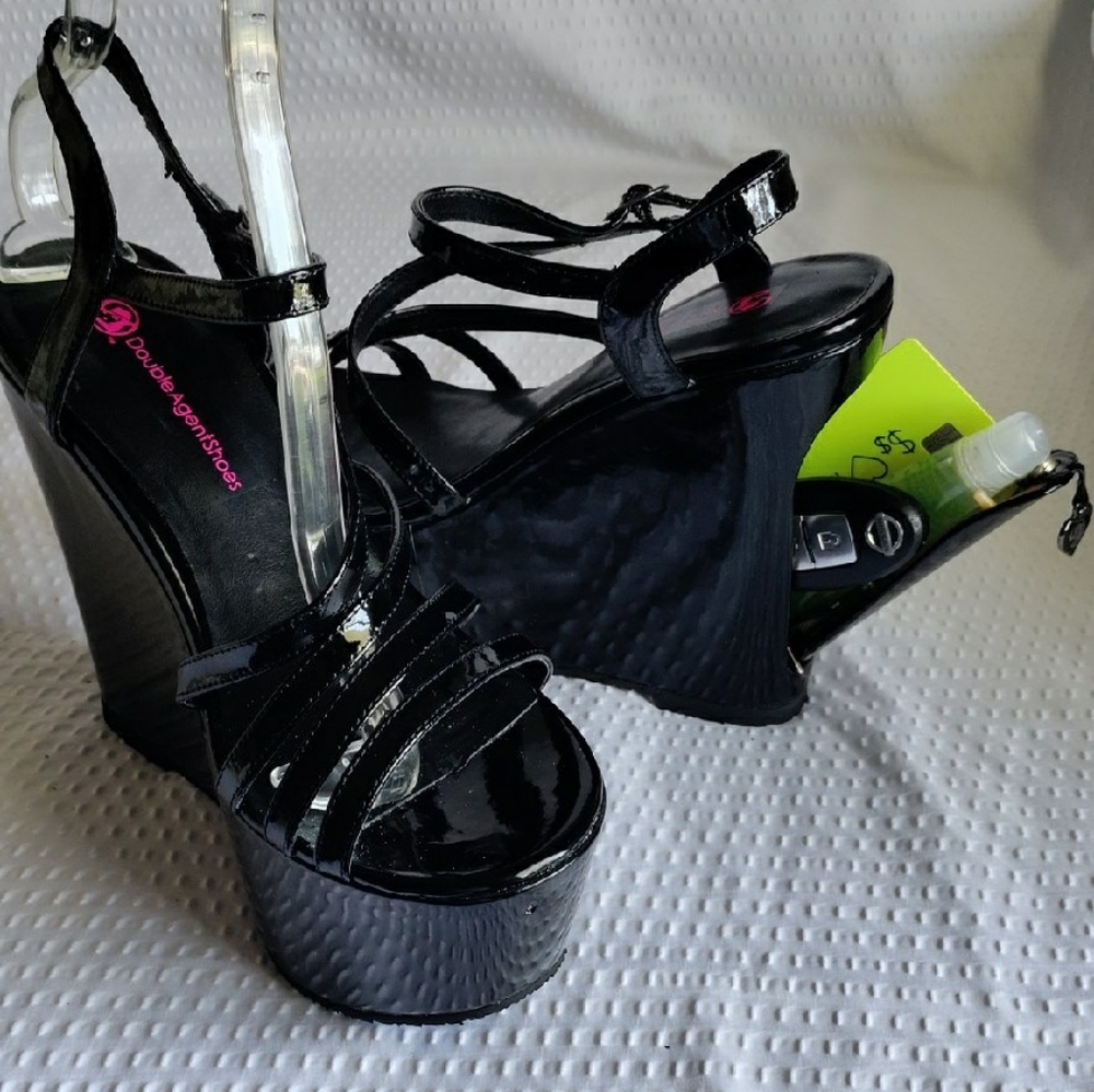 Patent leather Platform Wedge Heels